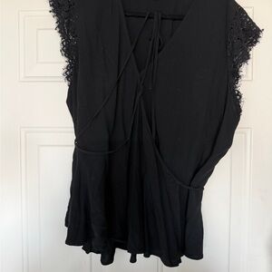LOFT Black Lace Sleeve Women's Blouse